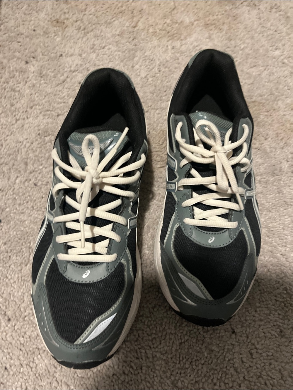 ASICS Women's Black and Gray Athletic Running Shoes with Cream Laces